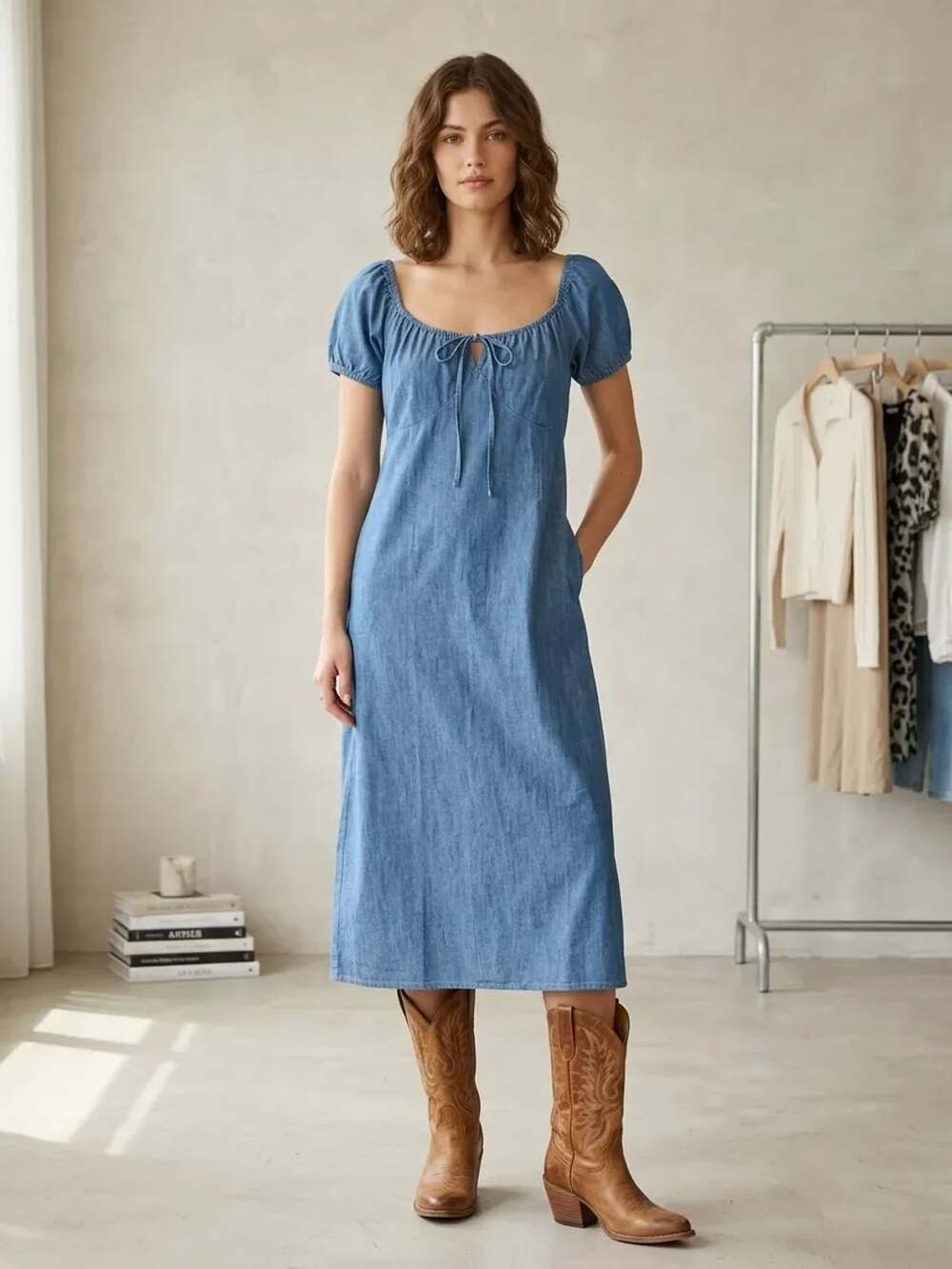 Old Navy Short-Sleeve Scoop-Neck Midi Dress size MP